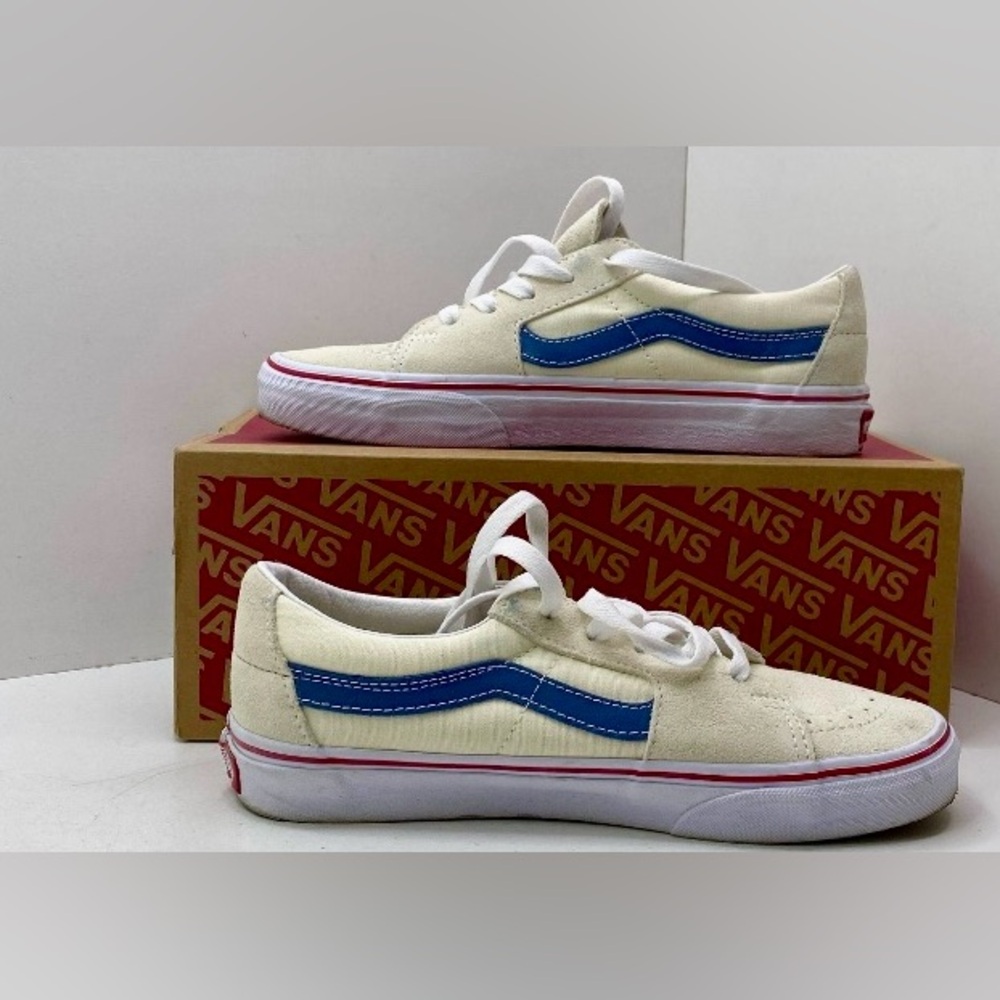 Vans Unisex Sk8-Low Classic White Navy Sneakers Size M6/W7.5